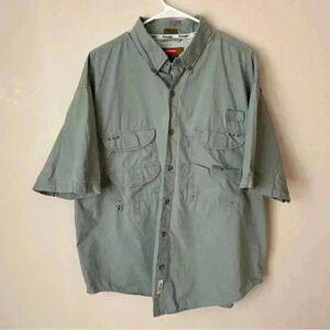 Wrangler Hero Green Outdoor Fishing Button Up Short Sleeve Shirt Men’s Size XL